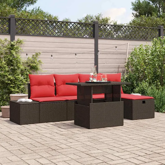 vidaXL Havesofa Sæt 6 stk. polyrattan - Modulært loungesæt