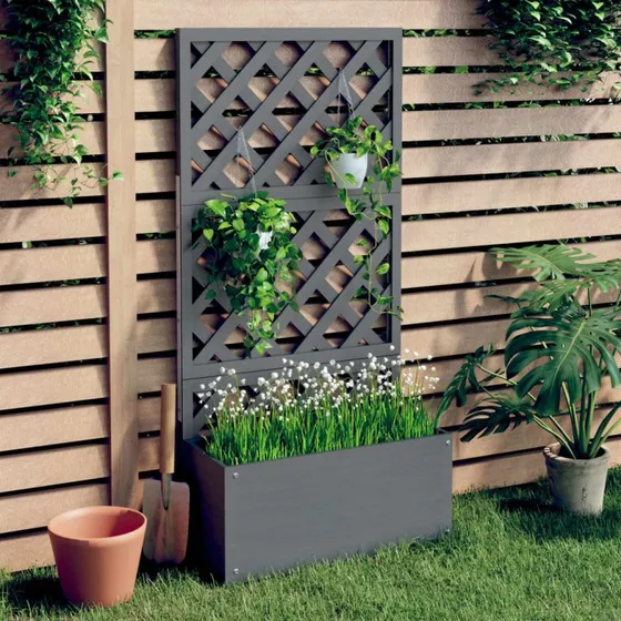 Espalier med plantekasse WPC 65x33x135 cm - grå