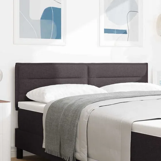 vidaXL LED-sengegavl i mørkebrunt stof, 144 cm