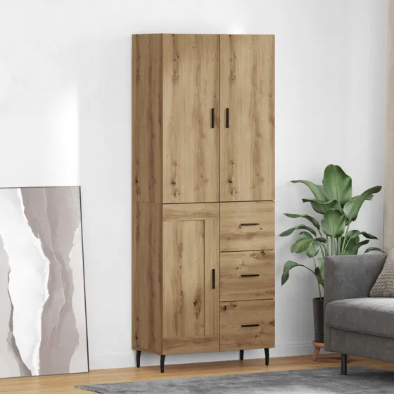 vidaXL Highboard Artisan Egetræ 69,5 x 34 x 180 cm (2 stk.)