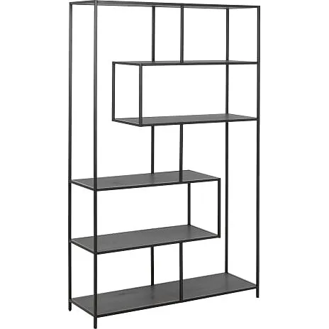 Seaford reol sort, 114×185×35 cm