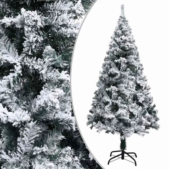 vidaXL Kunstigt juletræ med sne, 150 cm, grøn PVC
