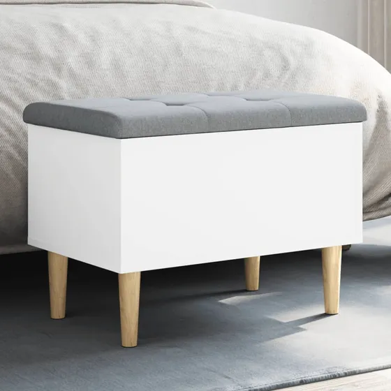 vidaXL Opbevaringsbænk 62x42x46 cm - Hvid med lysegrå hynde