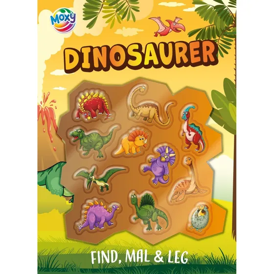 Find, Mal Og Leg: Dinosaurer - Aktivitetsbog med 3D klistermærker