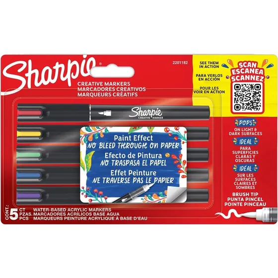 Sharpie Creative Marker Penselspids | Assorterede farver | 5 stk.