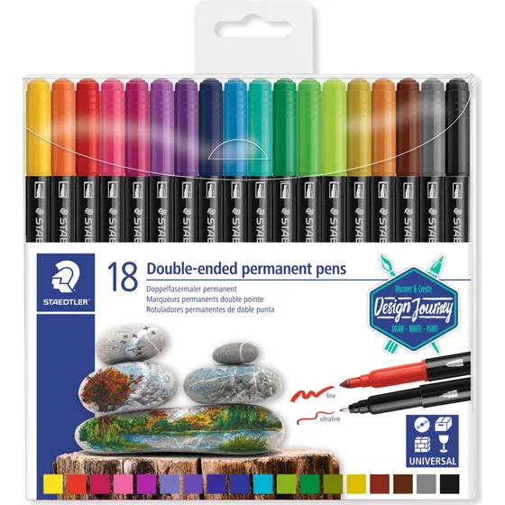 Staedtler® Dobbelte Permanente Tusser - 18 farver (3,0/0,5mm)