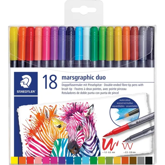 Staedtler Duo Aquarel Brush - Sæt med 18 akvareltusser