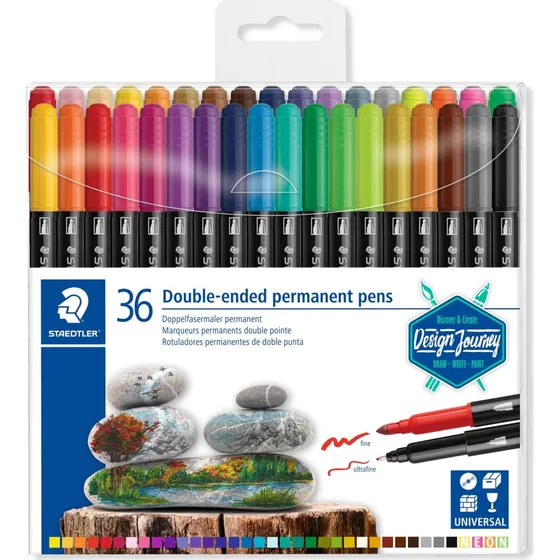 Staedtler Duo Permanent tuscher, 36 stk. ass. (3,0/0,5 mm)