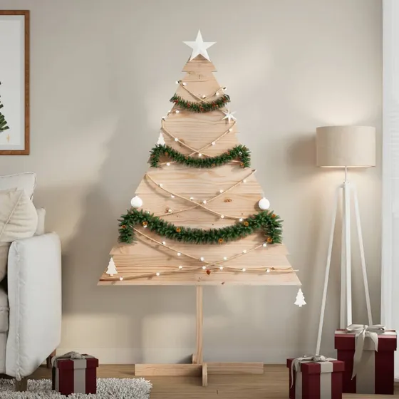 vidaXL Dekorativt juletræ i massivt træ, 150 cm