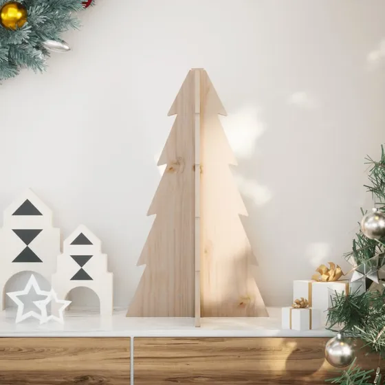 vidaXL Dekorativt juletræ i massivt fyrretræ, 69,5 cm