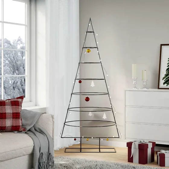 vidaXL Dekorativt juletræ i metal, sort, 180 cm