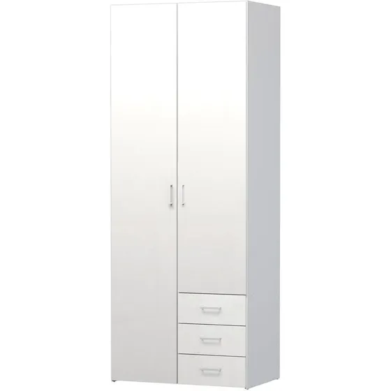 Space klædeskab 2-fags 77,6x49,5x200,4 cm – hvid/højglans/eg