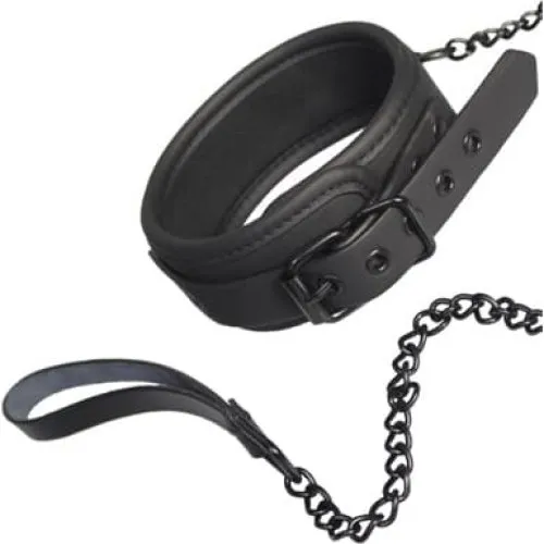 Dream Toys Blaze Collar And Chain Black Bondage Halsbånd & Snor