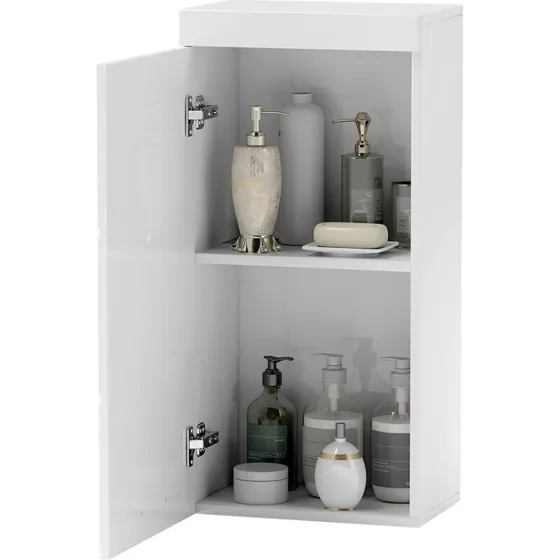Badeværelsesskab vægmonteret 2-niveau, hvid 37x24x77 cm