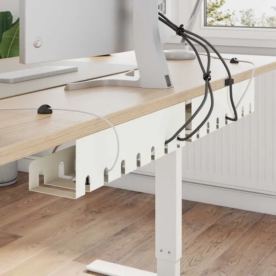 vidaXL Kabelbakker til under bord 2 stk. - Hvid Stål 43x10x10 cm