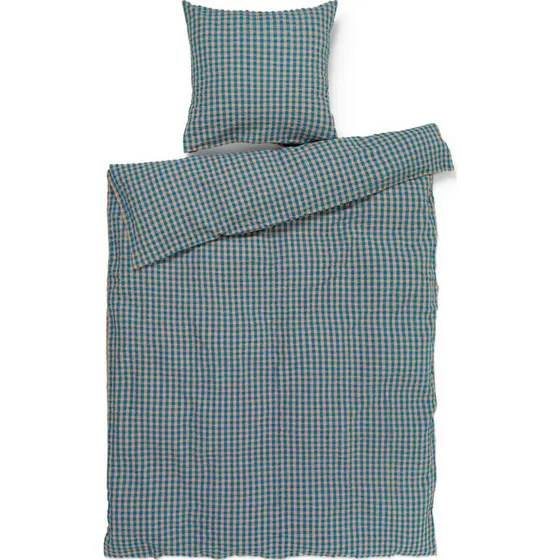 Juna Bæk & Bølge Sengetøj 140x200 cm - Blå/Okker