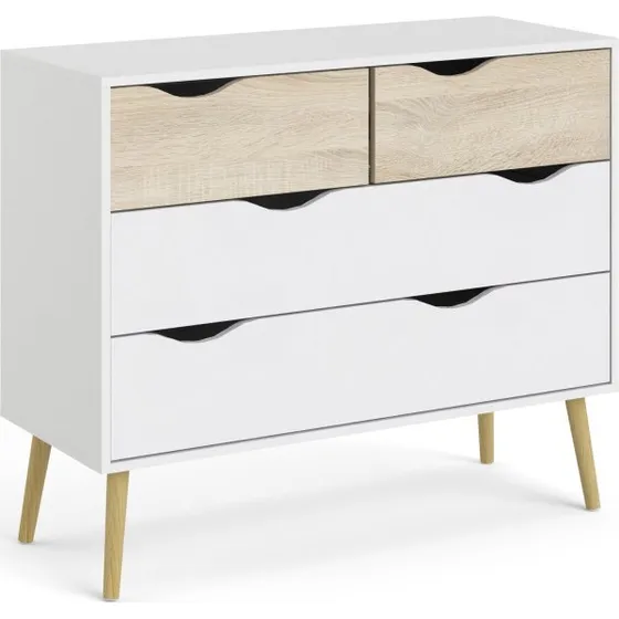 Charlie kommode 4 skuffer - eg struktur/mat hvid