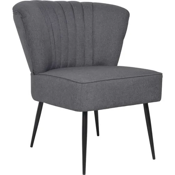 Retro cocktailstol i mrkegr stof med tr- og stlstel