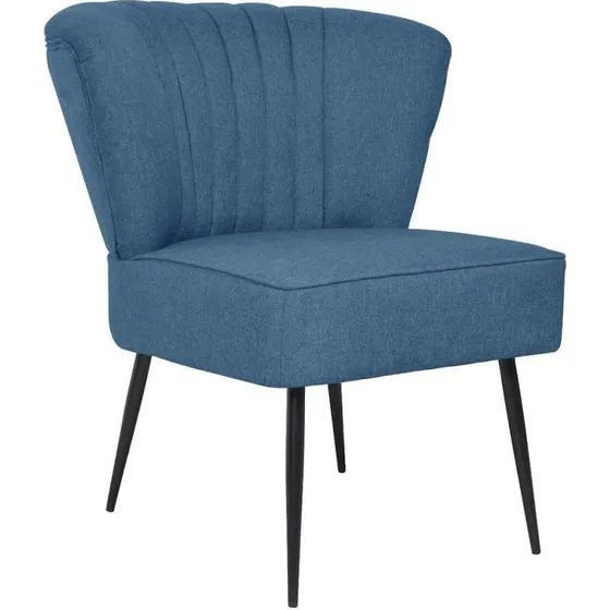 Retro cocktailstol i blt stof med trstel og stlben