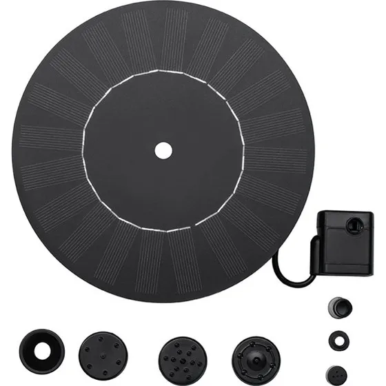 Solcelledrevet vandfontæne med 8 dyser - 18 cm