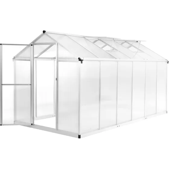 Drivhus 362x190x195 cm i aluminium med polykarbonat