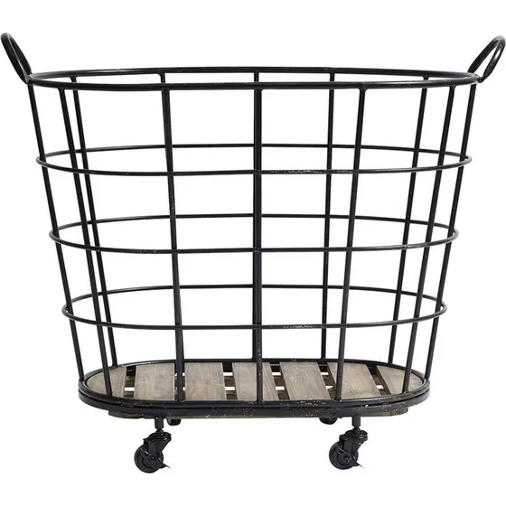Nordal Downtown Trådkurv m/hjul - Sort - 73 cm