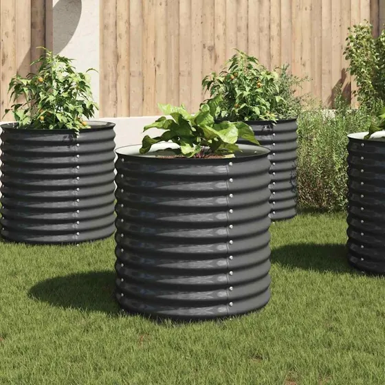 Forhøjet plantekasse 80x80x81 cm galvaniseret stål - grå