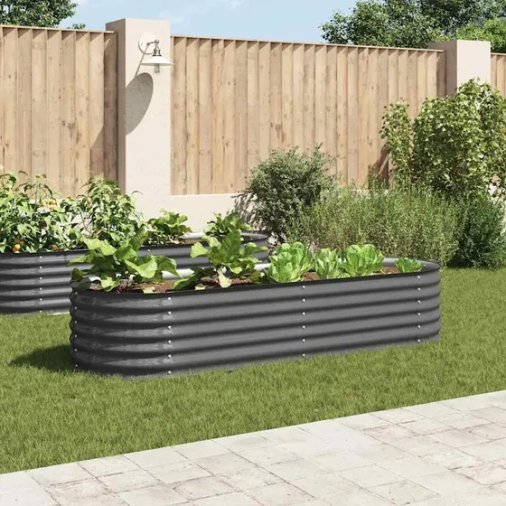 Forhøjet plantekasse 240x80x44 cm – galvaniseret stål grå