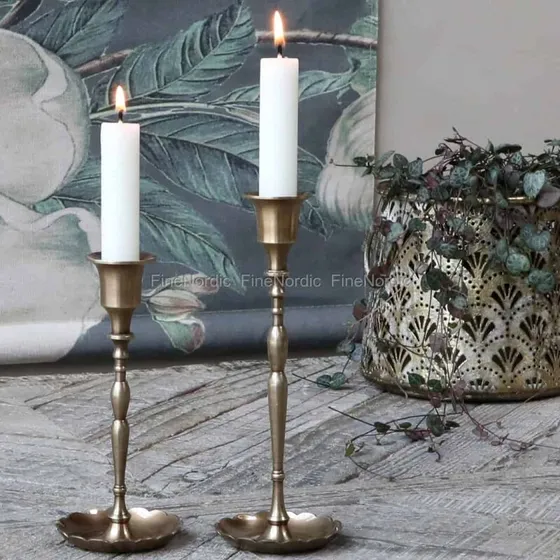 Chic Antique Lysestage i antik messing (fås i 3 størrelser)