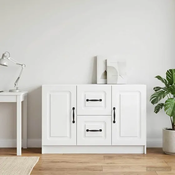 vidaXL Sideboard Hvid 89 x 34,5 x 57 cm i konstrueret træ