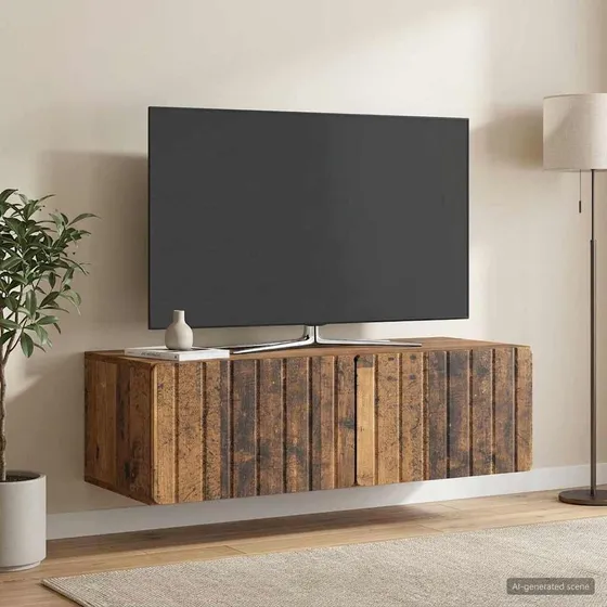 vidaXL Væghængt TV-skab i gammelt træ, 98 x 41 x 30 cm