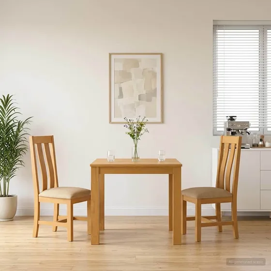 vidaXL Spisestuesæt 3 dele i massivt egetræ, beige