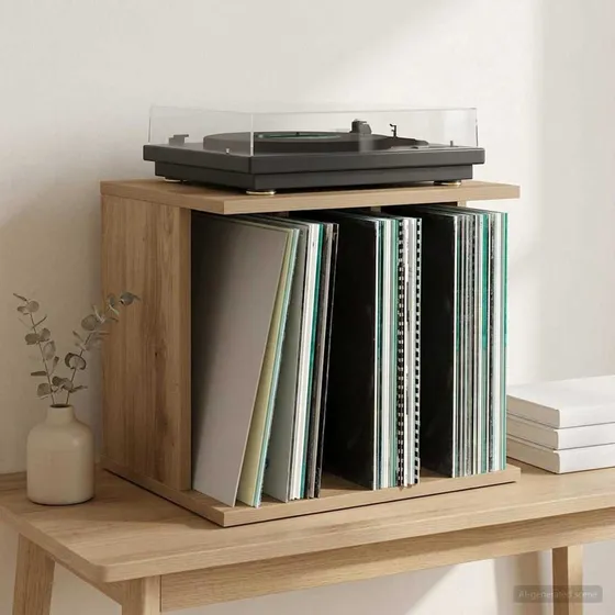 vidaXL Vinylpladeopbevaring Artisan-eg 42 x 33 x 36 cm
