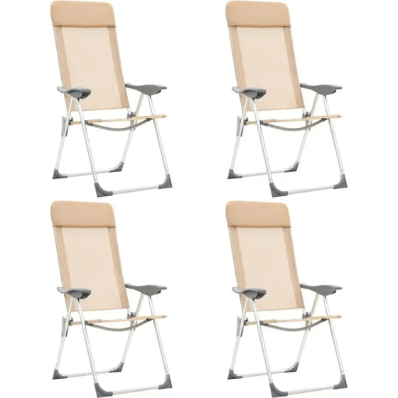 Foldbare campingstole 4 stk. aluminium - creme