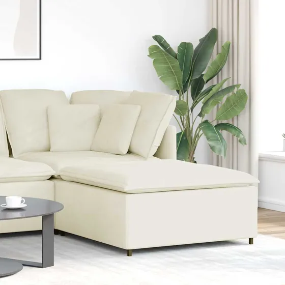 vidaXL Modulær sofa fodskammel 100x100x48 cm - Cremefarvet