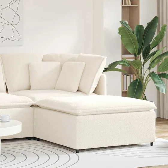 vidaXL Modulær sofa fodskammel 100x100x48 cm - Cremefarvet