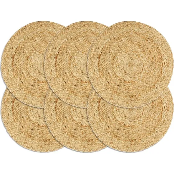 Dkkeservietter 6 stk. rund 38 cm i jute - natur