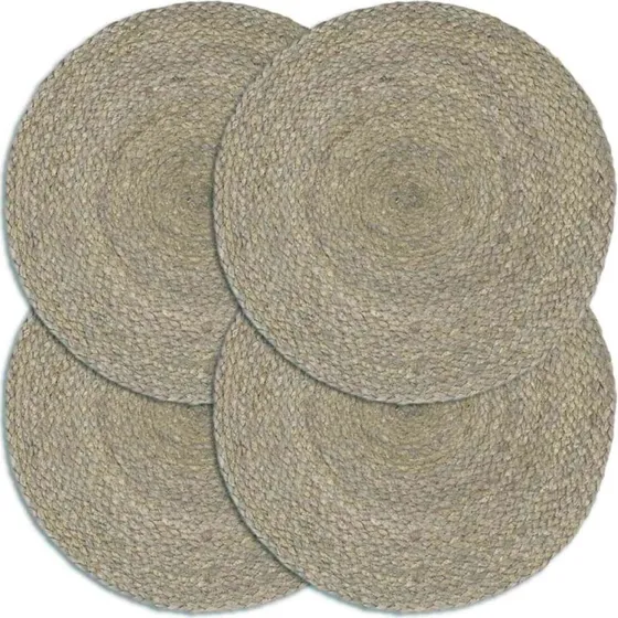 Jute dkkeservietter runde 4 stk. 38 cm  gr