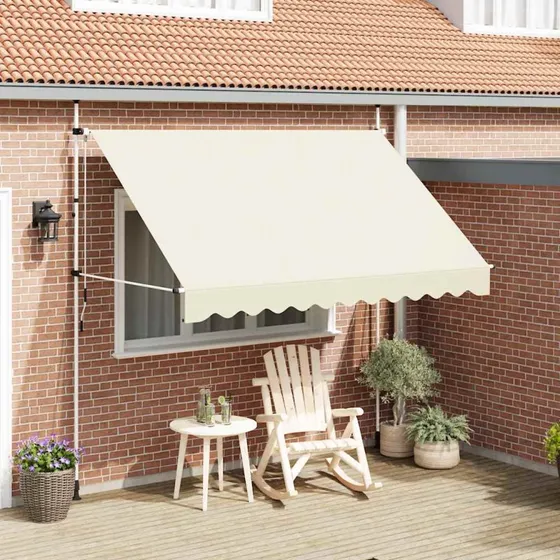 Foldemarkise manuel 300 cm creme - vand- og UV-bestandig