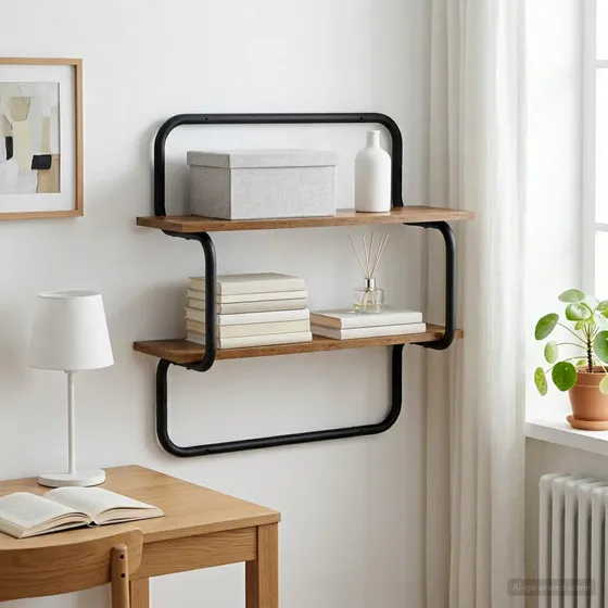 vidaXL Væghylde med 2 niveauer i gammelt træ, 80 x 24,5 x 61 cm