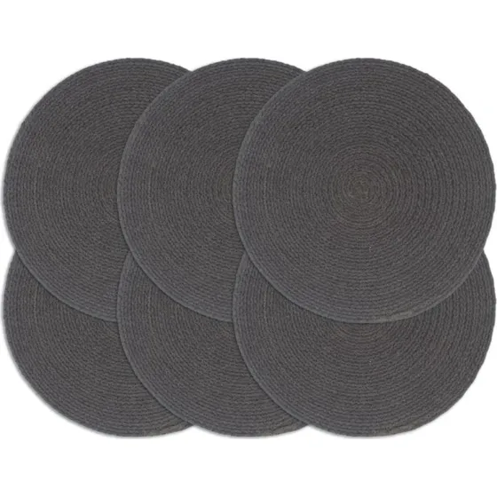 Dkkeservietter 6 stk rund 38 cm 100% bomuld mrkegr