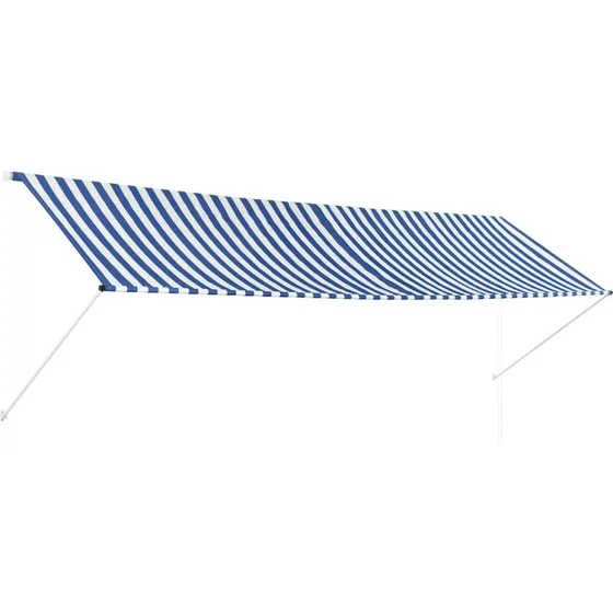 Foldemarkise 400x150 cm bl/hvid - vandafvisende & UV-bestandig