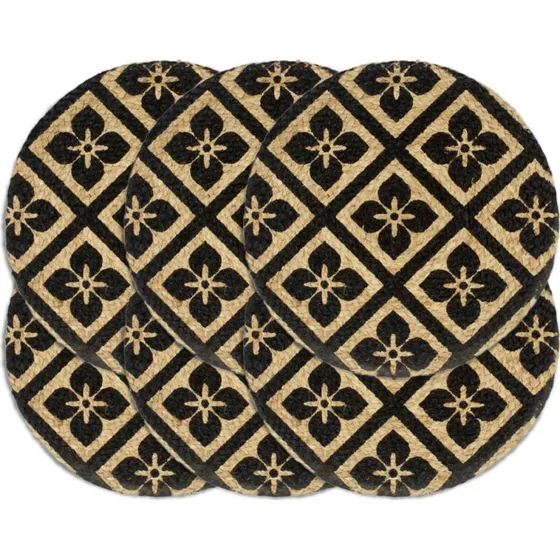 Dkkeservietter 6 stk rund 38 cm i jute  sort