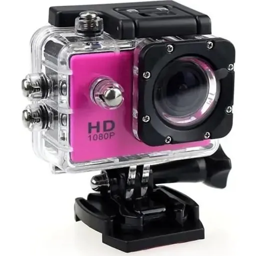 Sport Cam Full HD Actionkamera med tilbehør - Pink