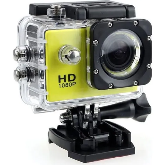 Sport Cam Full HD Actionkamera med tilbehør - Gul
