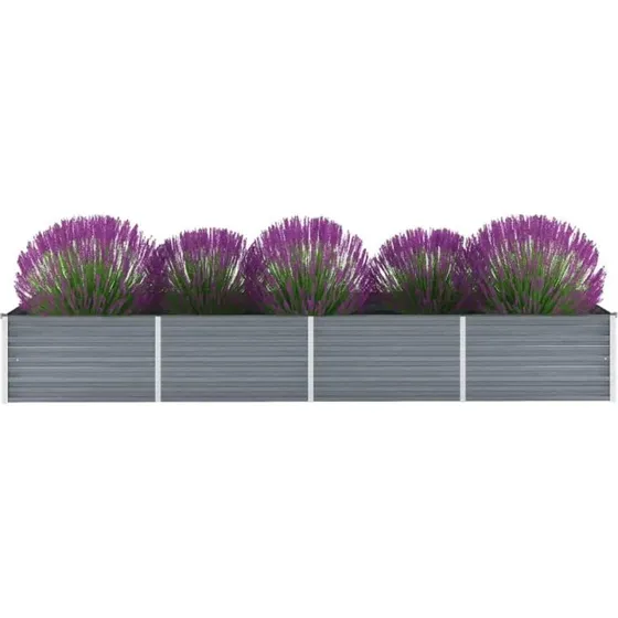 Forhøjet plantekasse 320x80x45 cm – galvaniseret stål, grå