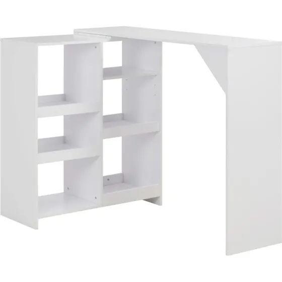 Barbord med flytbar hylde 138x39x110 cm  Hvid