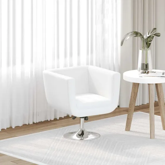 Hvid barstol i kunstlder med krom stel, drejelig og hjdejusterbar