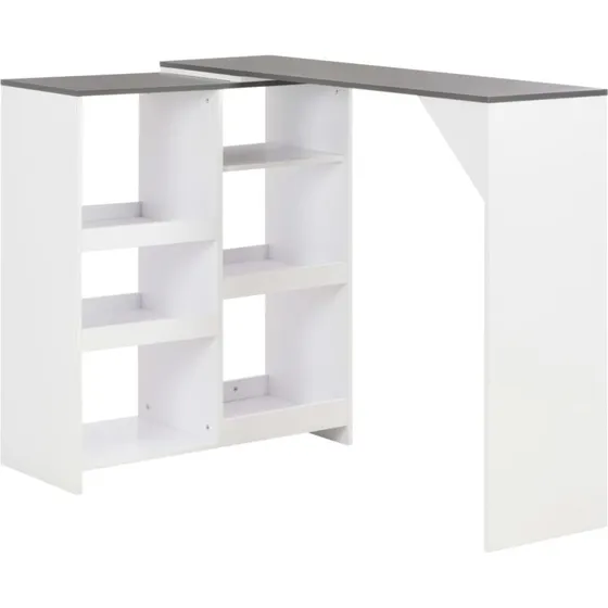 Barbord med flytbar hylde 138x39x110 cm  hvid