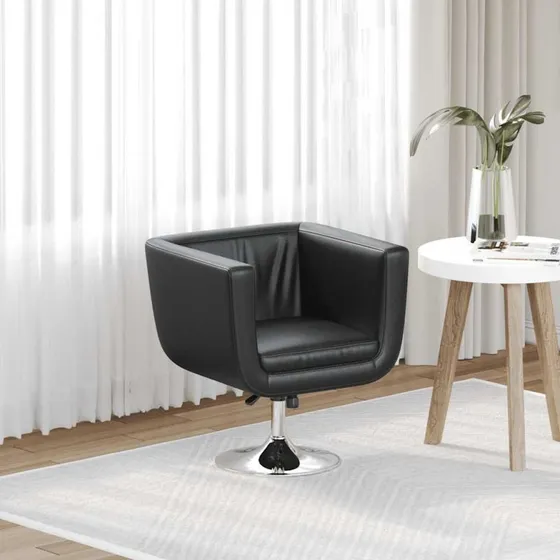 Barstol i kunstlder med armln  sort, hjdejusterbar